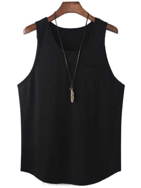 

men patched pocket tank z5j3#, White;black