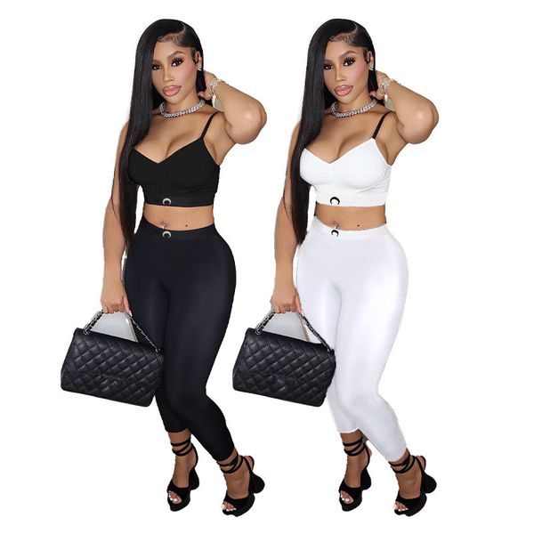 

2022 sport set backless workout tracksuit lace up bra patchwork leggings active summer bustiers outfit women wholesale d23, White