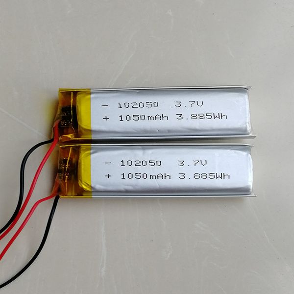 50pcs/lote 102050 Capacidade real 1050MAH LIPO Li Bateria de polímero com placa protegida Bateria recarregável 3.7V para microfone