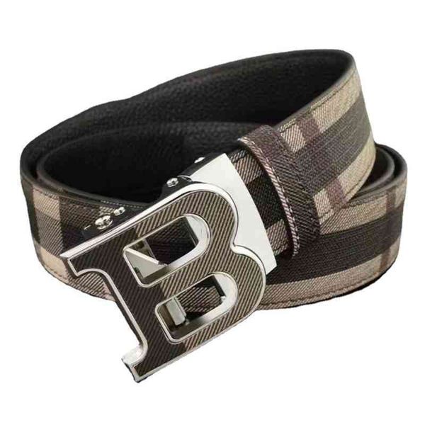 

spring fashion men's automatic b buckle brown striped cowhide belt, Black;brown
