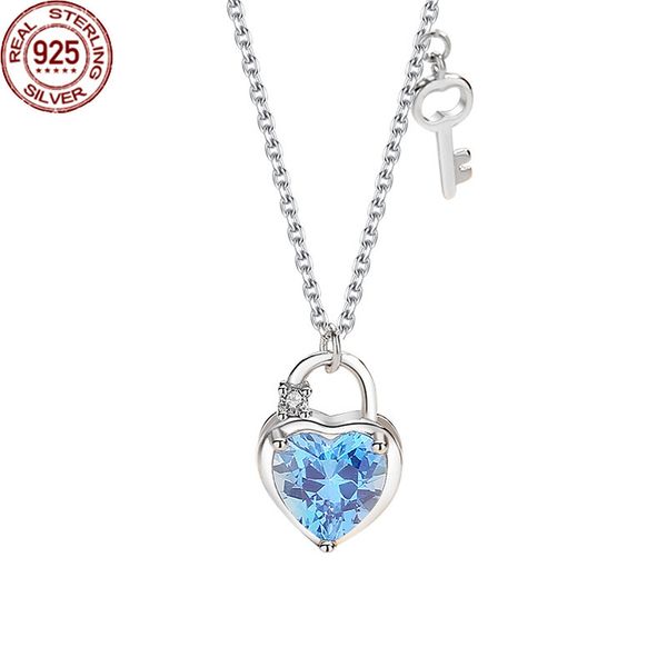 

love padlock necklace women s 925 sterling silver inlaid navy zirconium collarbone chain fashion versatile valentine's day gift