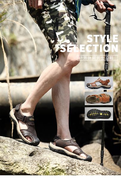 

large size 2s sandals men 2022 summer new breathable toe sandal outdoor leisure casual beach shoes 005, Black