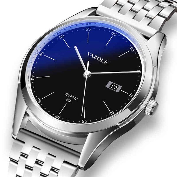 

yazole d 560-s luxury men custom wrist watch with date waterproof stainls steel quality calendar quartz wristwatch, Slivery;brown