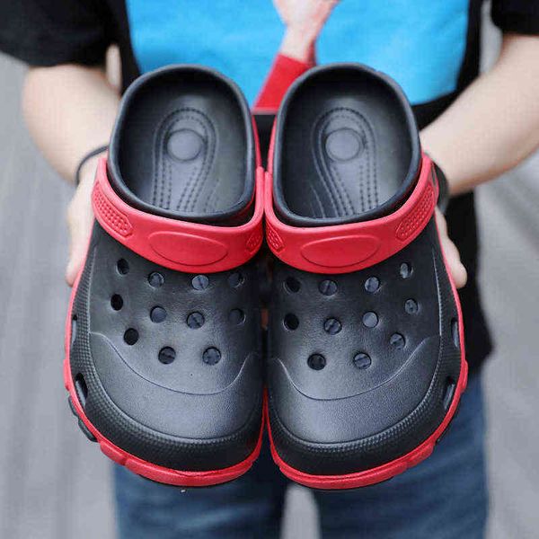 

summer slippers women leisure hole shoes men's outdoor sports garden sho non slip thick bottomed beach sandals fashion shoe wholesale, Black