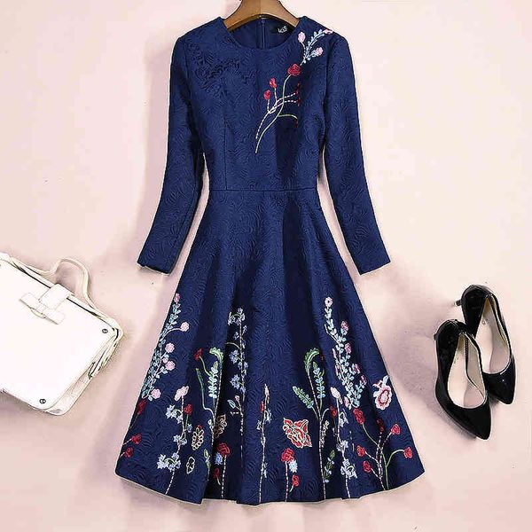 

casual dresses dress winter women's medium length jacquard seven sleeve embroidery formal occasion backing a-line skirt 17239 qf2b, Black;gray