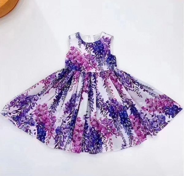 Mädchen Kleid neue Kinder Stil gedruckt kurzarm europäischer und amerikanischer Mode -Hemd -Rock Kinderkinderkleidung gedruckt