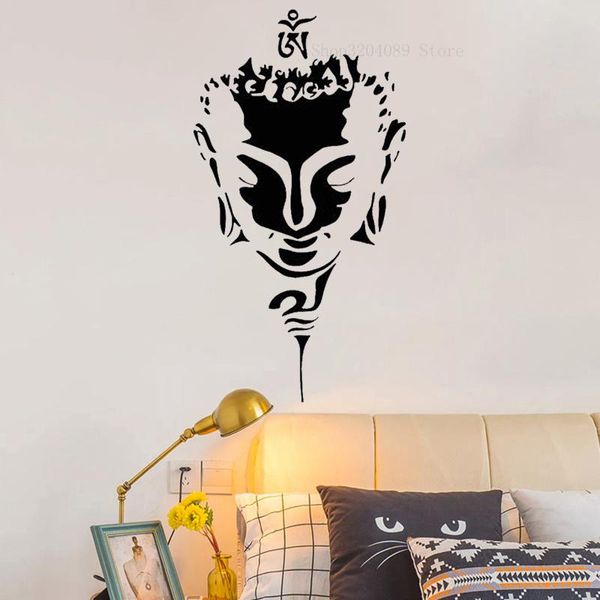 Adesivi murali Creativo Testa di Buddha Faccia Buddismo Sticker Religione Home Decor Camera da letto Decal Art Murales autoadesivi CN109Wall StickersWall