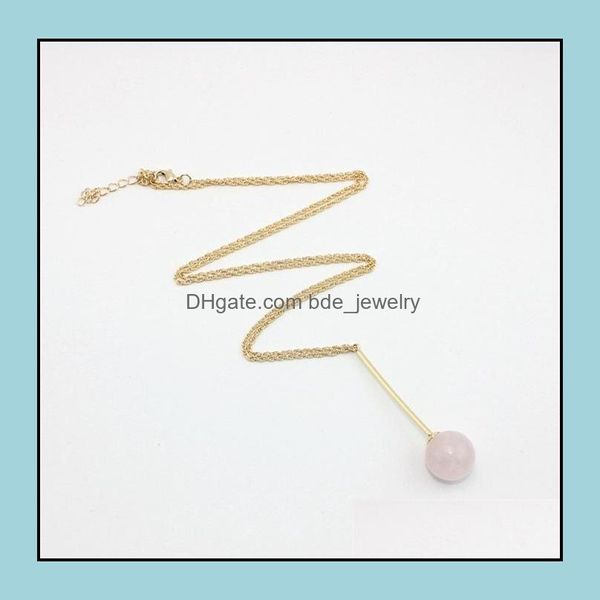 

pendant necklaces exquisite handmade pink crystal ball polishing metal druzy natural stone rose quartz collar necklace d dhseller2010 dhgn6, Silver