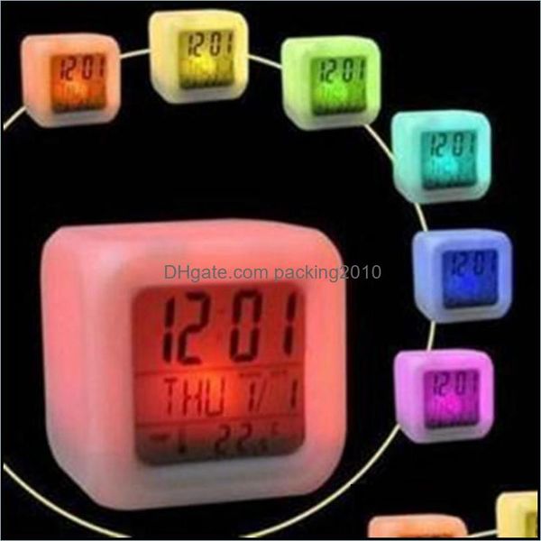 Relógios de mesa Relógios Decoração de casa Garden LED Plástico Plástico Bateria Digital Clock Digital brilhando no relógio escuro Fashion 7 25WJ B Dr Dr