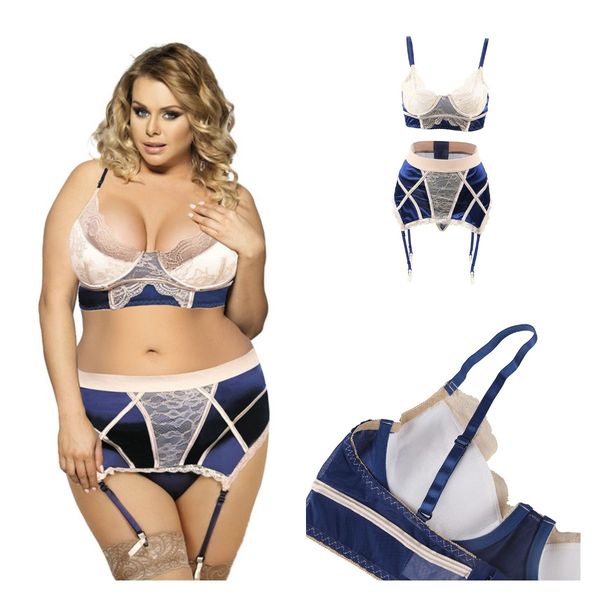 

in stock 5xl plus size lingerie designer women underwear three-point suit with perspective outfit temptation suspenders sleepwear nightwear, Black;white
