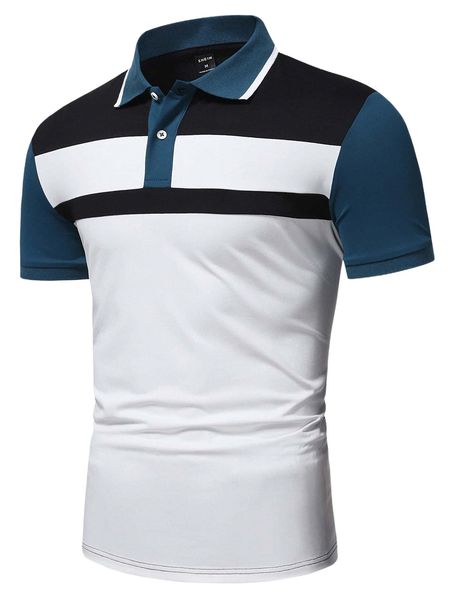 

men colorblock polo shirt 44uy#, White;black