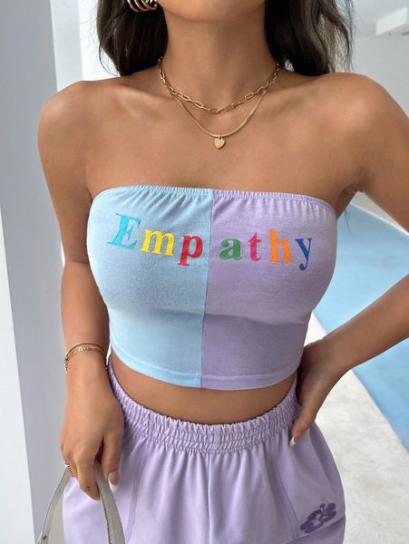 

letter print colorblock tube x3li#, White