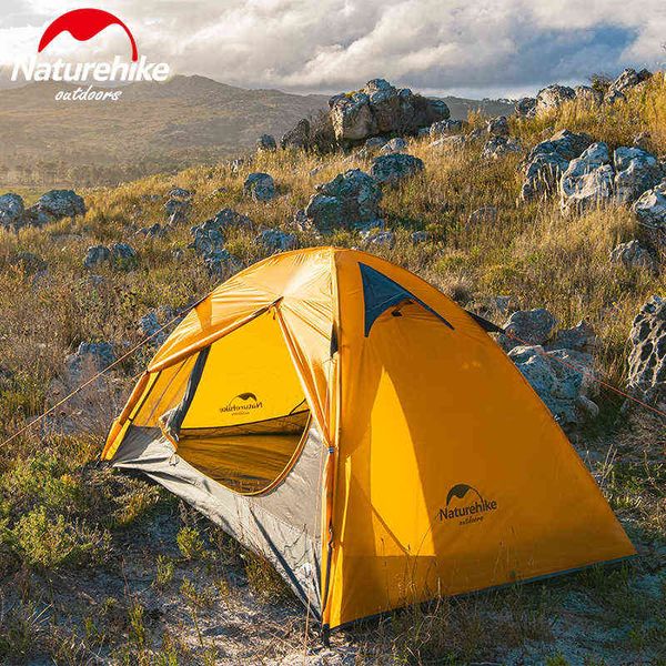 Naturehike 2 persone Tenda da campeggio ultraleggera 20D Ciclismo all'aperto Trekking Trekking Tende da zaino Impermeabile PU4000 Verde Arancione H220419