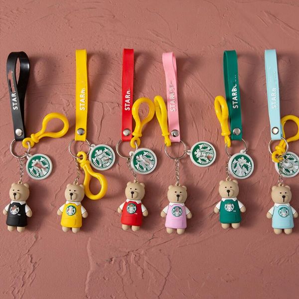 

designer cute star coffee bear keychain party favor cartoon stars mug cup key chain bears doll lovers key ring bag pendant jewelry gift