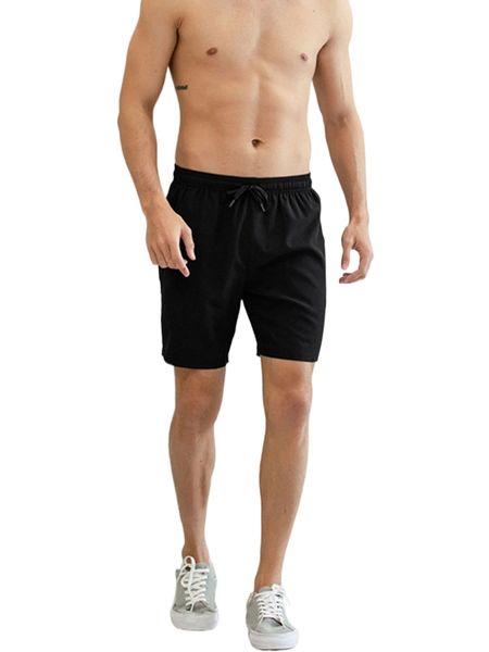 

men drawstring waist slant pockets shorts m4yj#, White;black