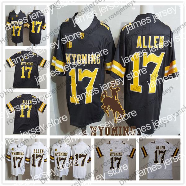 

jersey ncaa wyoming cowboys # 17 josh allen brown jersey blanc coffee college football sticehd non nom men youth kid femmes adulte s-3xl, Black