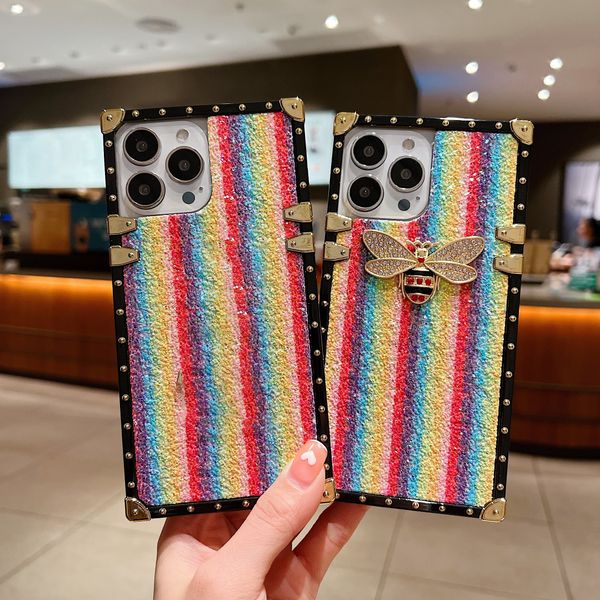 

with luxury designer logo for iphone phone cases 11 12 13 pro max xs xr 8p 7p 13mini 12mini glitter rainbow gradient wave fashion womens pho