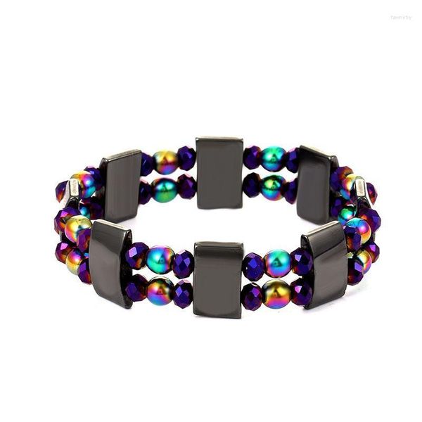 Catena di collegamento colorato braccialetto a doppio strato bracciale slitta per la salute degli uomini in pietra nera braccialetti magnetici per donne fawn22
