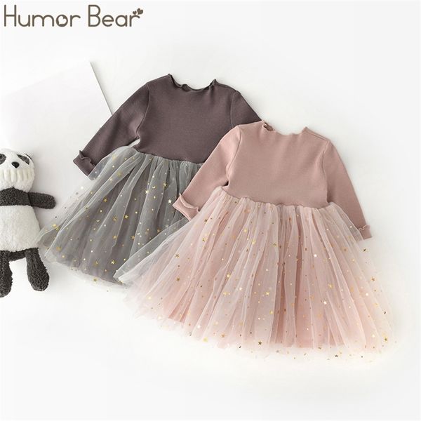 Humor Urso Baby Girl Roupas Stars Stars Moon Decoração Malha Vestido de Manga Longa Bodysuit Costume Roupas 220422