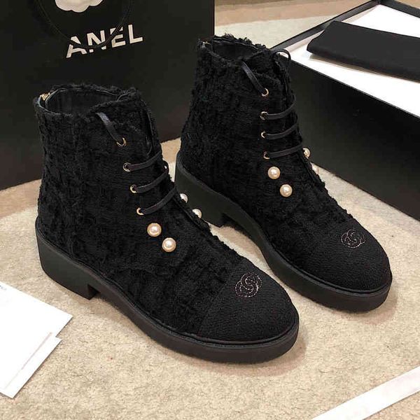 

boots small fragrant wind boots, children's short thick heel, back zipper, round head british martin boots, Black