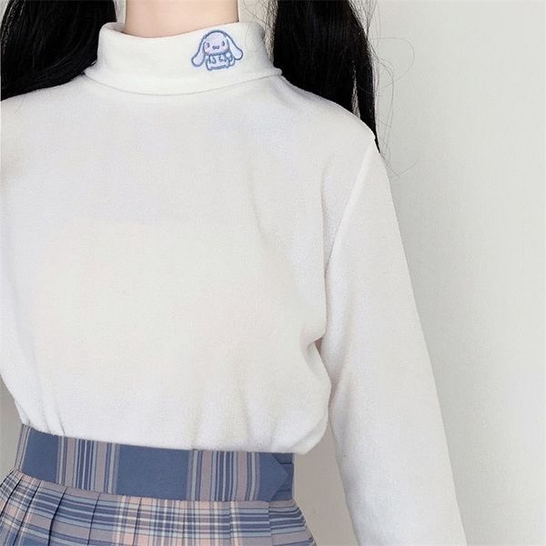 

woman tshirts t-shirt long sleeve high collar autumn and winter women ropa mujer camisetas 220408, White