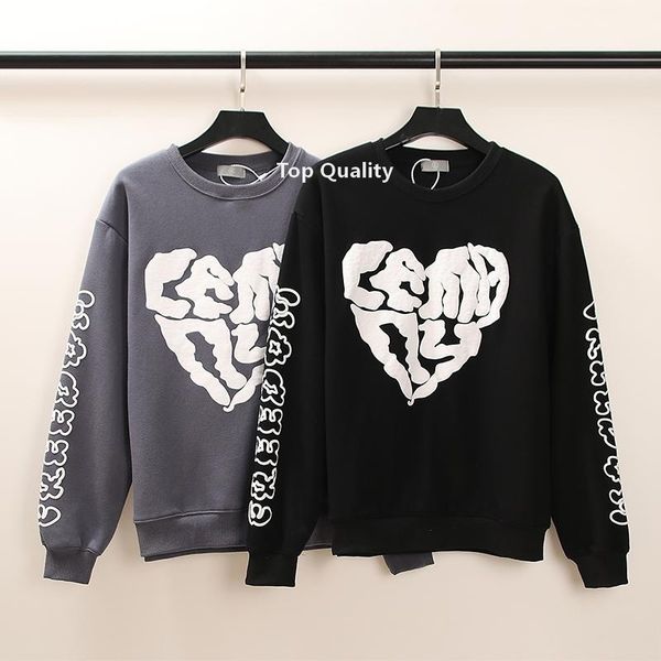 

europ and america mens womens hoodies stylist triangle love print high -quality men high street hoodie round next neck sweater streetwear, Black