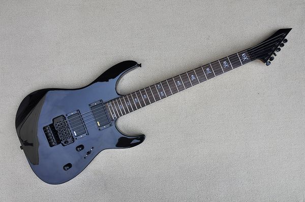 

black body electric guitar with black hardware rosewood fingerboard can be customized