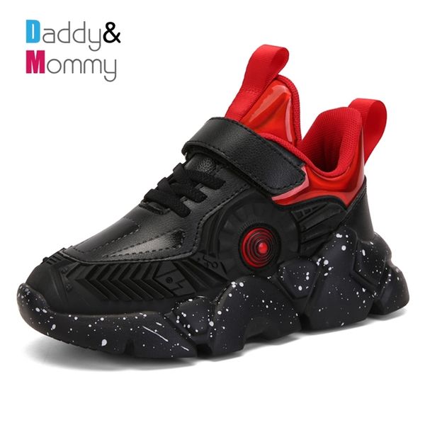 

waterproof leather running kids sneakers sport boys casual shoes for girls outdoor walking tennis children's sneakers breathable 220429, Black;red
