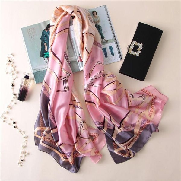 

scarves fashion chain print scarf women long shawl elegant scraf322v, Blue;gray