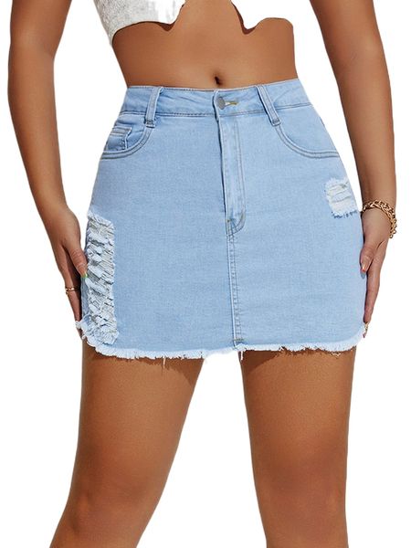 

ripped raw cut denim skort w7bi#, White;black
