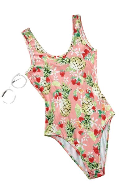 

fruit print tank bodysuit h48j#, White