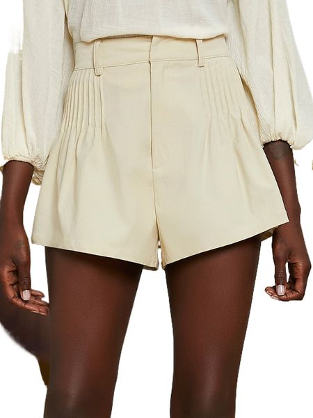 

x penelope ping zipper fly fold pleated shorts m8z0#, White;black