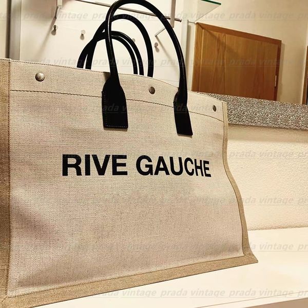 

new style shopping bag luxury designer womens handbags rive gauche tote handbag summer fashion linen large beach bags travel cross body