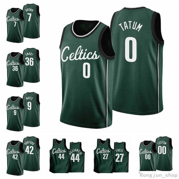 

printed 75th men youth women jayson tatum jaylen brown derrick white marcus smart al horford daniel theis robert williams 2022 city green ed, Black