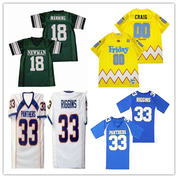 

men tim riggins #33 friday night movie football jerseys stitched green newman peyton manning #18 yellow friday's craig 00# jersey, Black;red