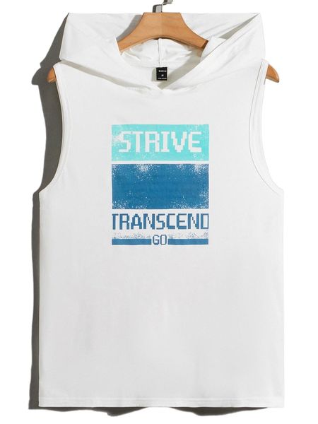 

men letter graphic hooded tank u2ux#, White;black