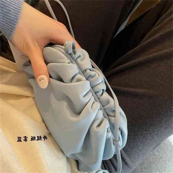 

bottegas venetas summer haze handbags blue pleated cloud french minority high-grade light luxury cowhide bag femalev v7r6