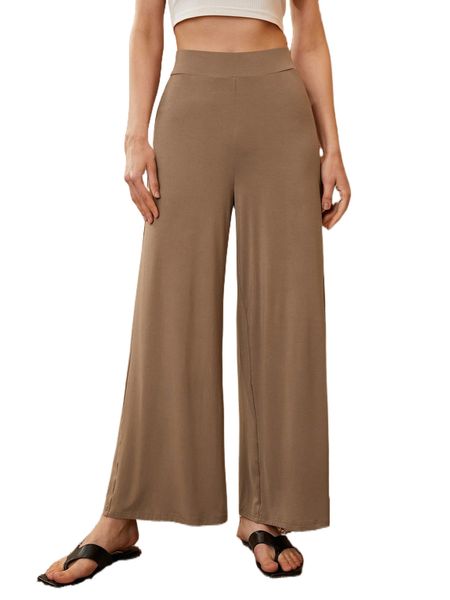 

wide leg solid pants u8op#, Black;white