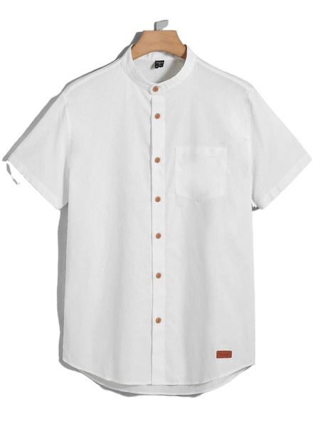 

men mock neck patch detail shirt o8gy#, White;black