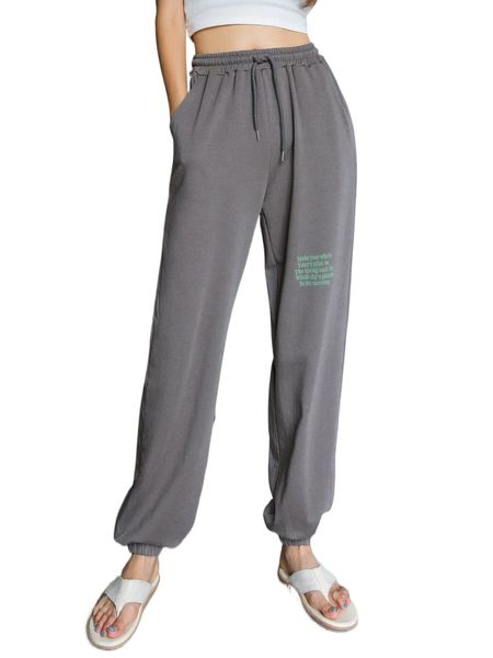 

dazy slogan graphic drawstring waist sweatpants y81z#, Black;white