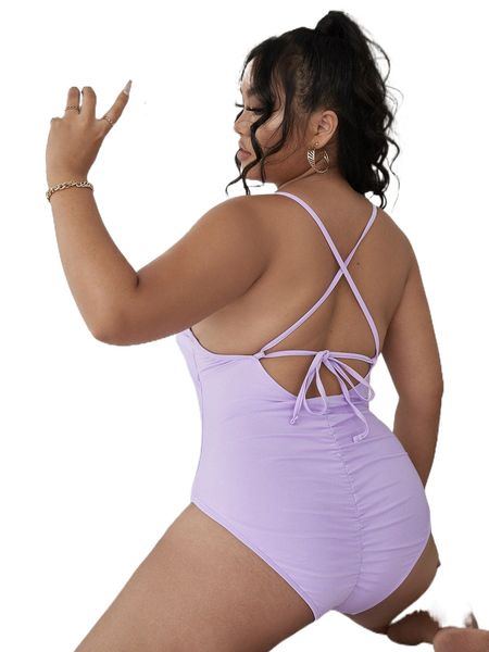

plus plain one piece swimsuit v1uz#, White;black