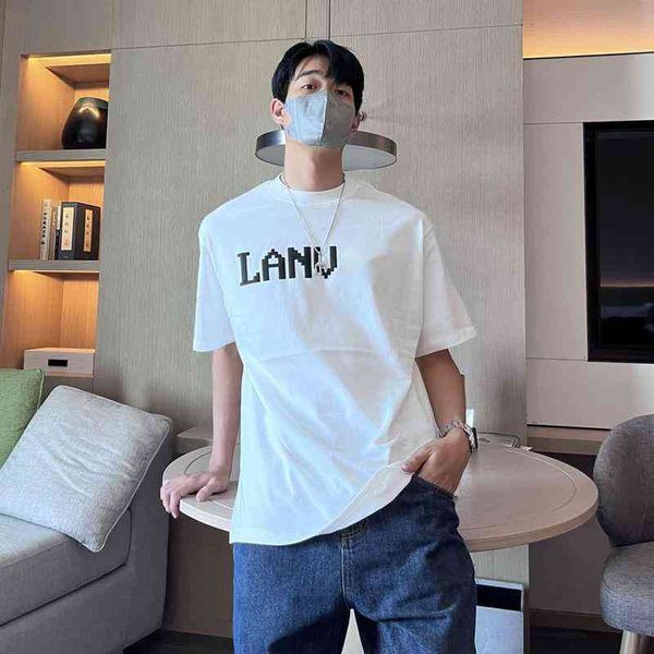 

designer t shirt tide brand lanv round neck short-sleeved t-shirt fashion casual sweatshirt letter 3d printing summer loose os cotton shirts, White;black