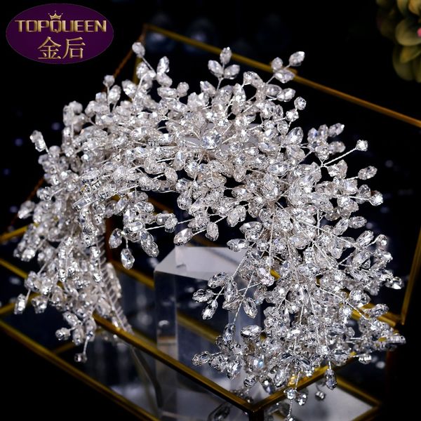 Luxury Snow Queen Diamond Wedding Tiara Barocco Cristallo Copricapo da sposa Corona di strass con gioielli da sposa Accessori per capelli Corone da sposa con diamanti Copricapo