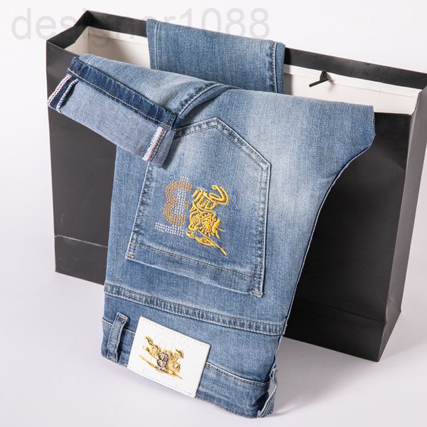 

men's jeans designer light blue jeans men's leggings summer thin print elastic versatile slim fit pants a7rm