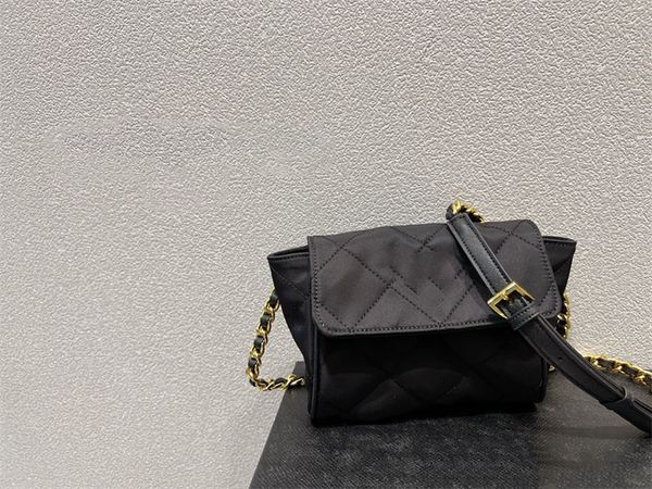 

new season mini nylon padded shoulder bags fashion mini-messenger bag lady chain flap bag with leather trim luxury women crossbody designer