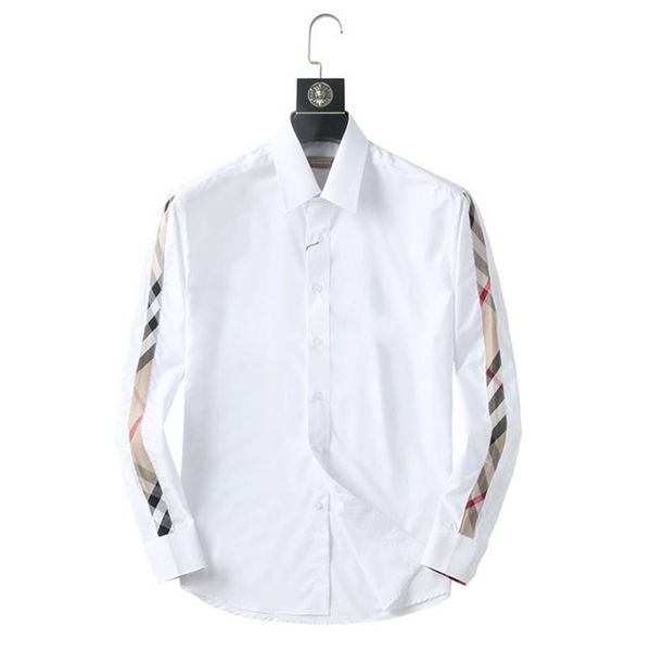 

men's dress shirt luxury slim silk t-shirt long sleeve casual business clothing plaid brand 17 color -4xl burr812826, White;black