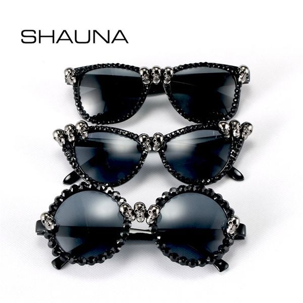 Shauna Gothic Schädel Sonnenbrille Halloween Weihnachten Katze Augenkristall Punk Sonnenbrille 220629