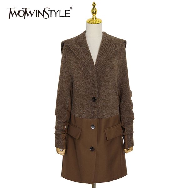 

patchwork loose sweater for women v neck long sleeve casual minimalist knitted cardigans female fashion clothes 210423, White;black