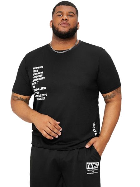

extended sizes men slogan graphic tee x9jm#, White;black
