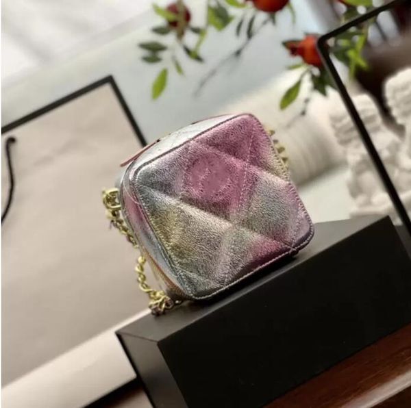 

tz 2022 laser colourful classic box sqaure bags dazzling color mini vanity quilted matelasse chain crossbody shoulder luxury designer tiny c